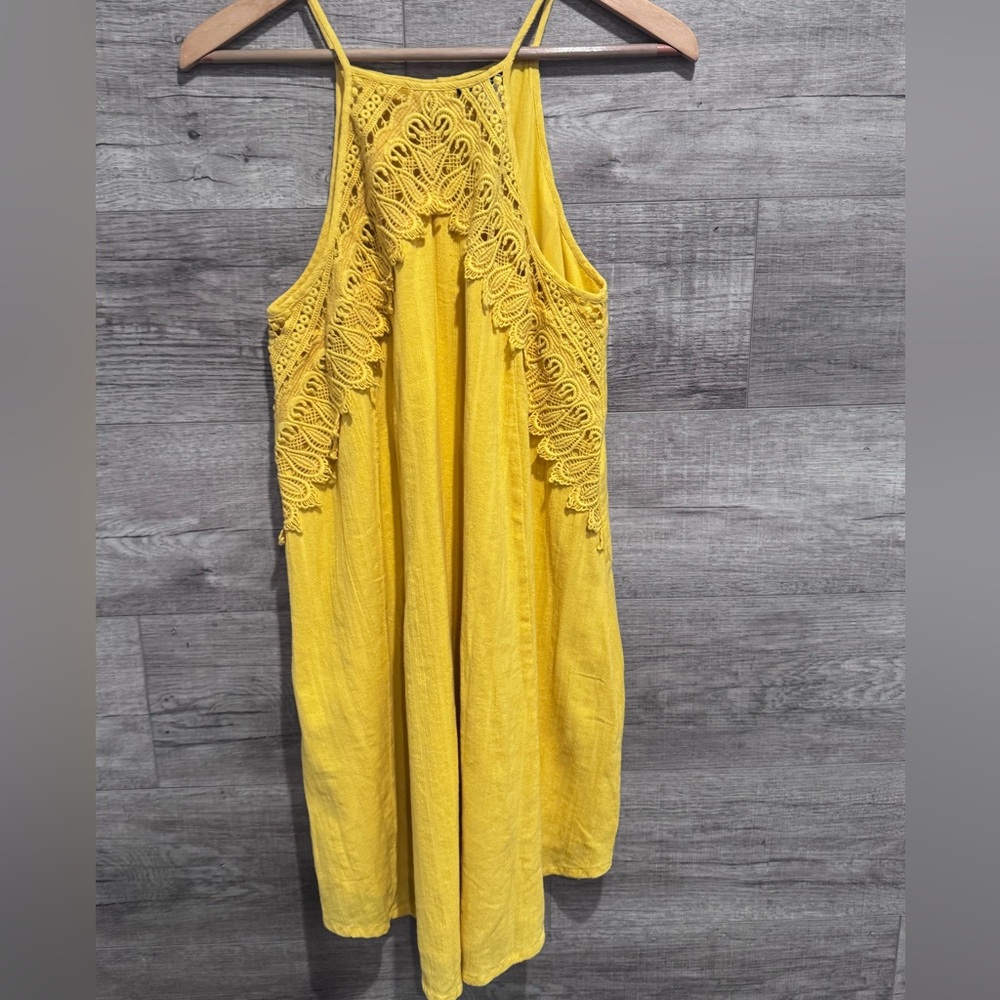 VENUS Yellow Lace Detail Mini Dress